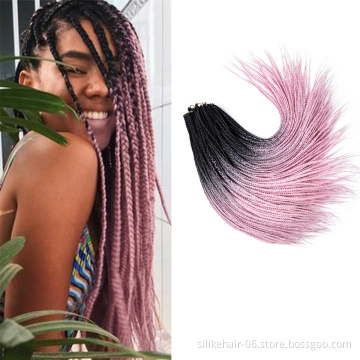 Silky Ombre Pink 24 inch Long 24 Roots/pack Heat Resistant Fiber Bulk Box Braid Crochet Synthetic Braiding Hair Extensions